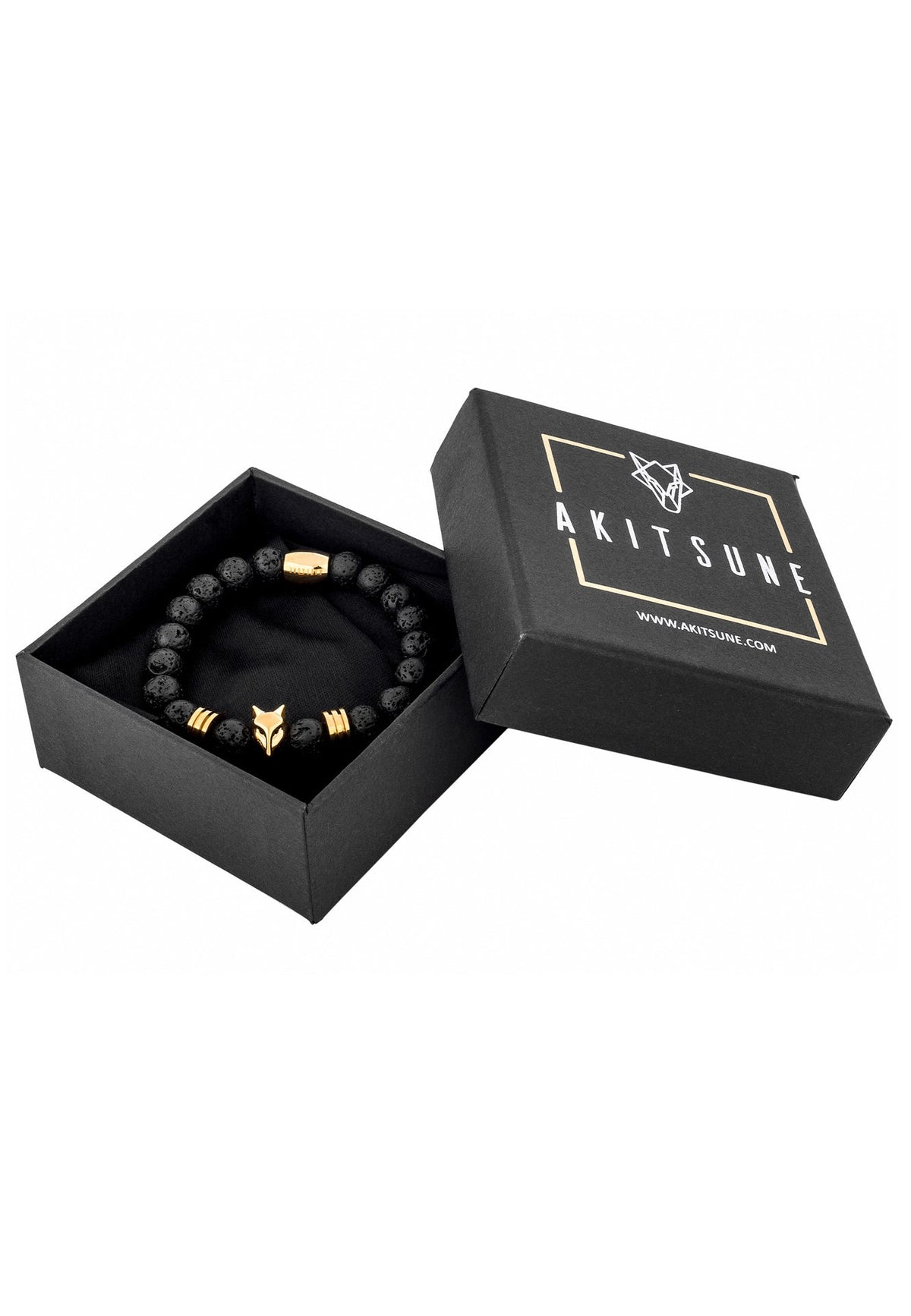 Obsidius Beaded Bracelet Gold - Black Lavastone