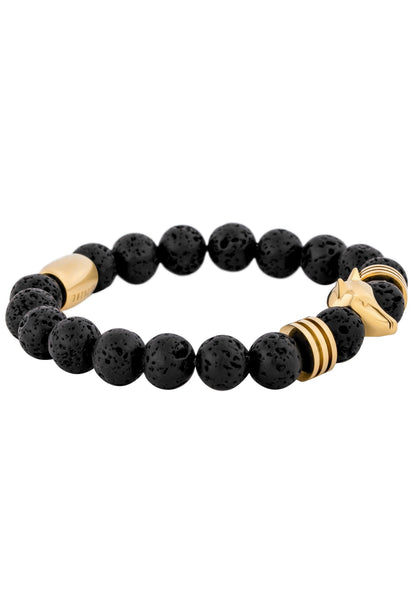 Obsidius Beaded Bracelet Gold - Black Lavastone