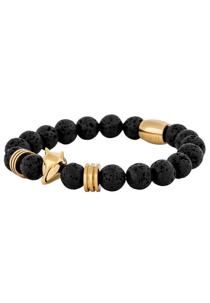 Obsidius Beaded Bracelet Gold - Black Lavastone