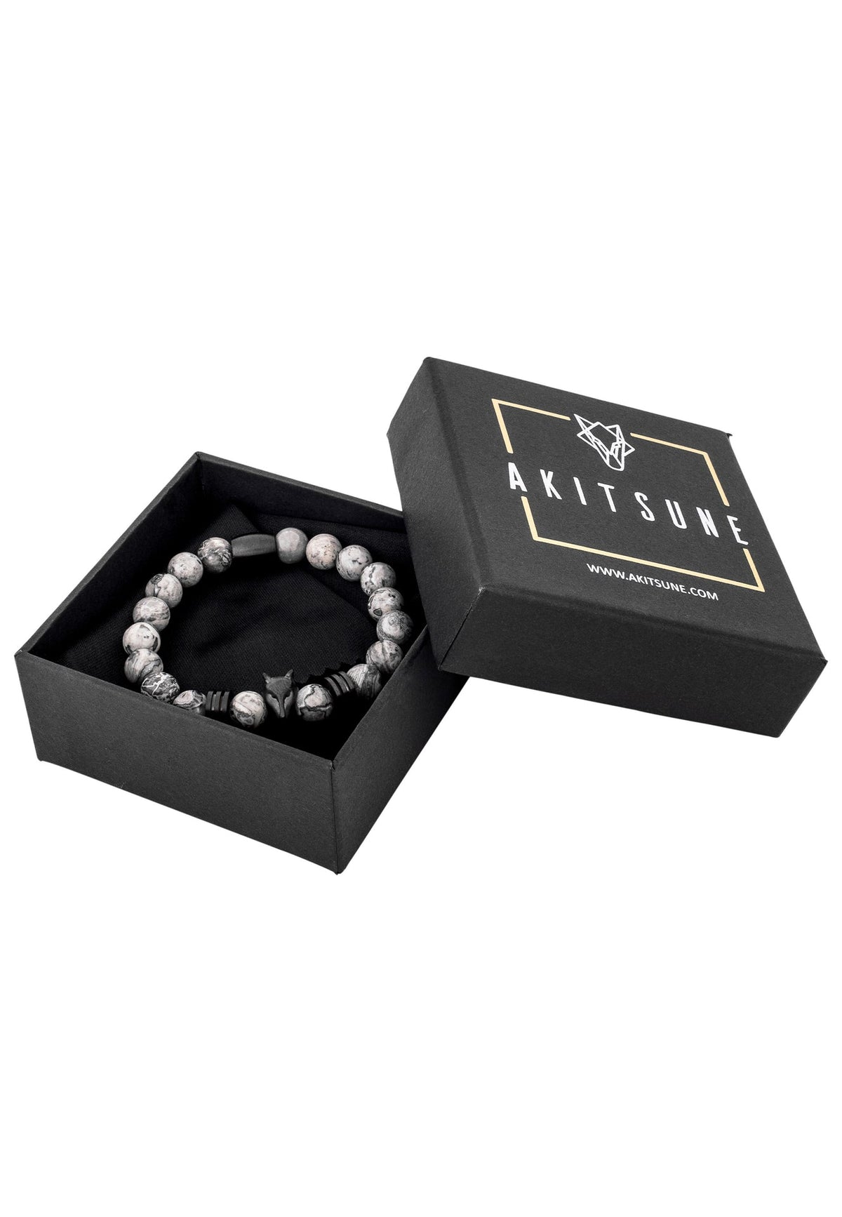 Obsidius Beaded Bracelet Matte Black - Grey