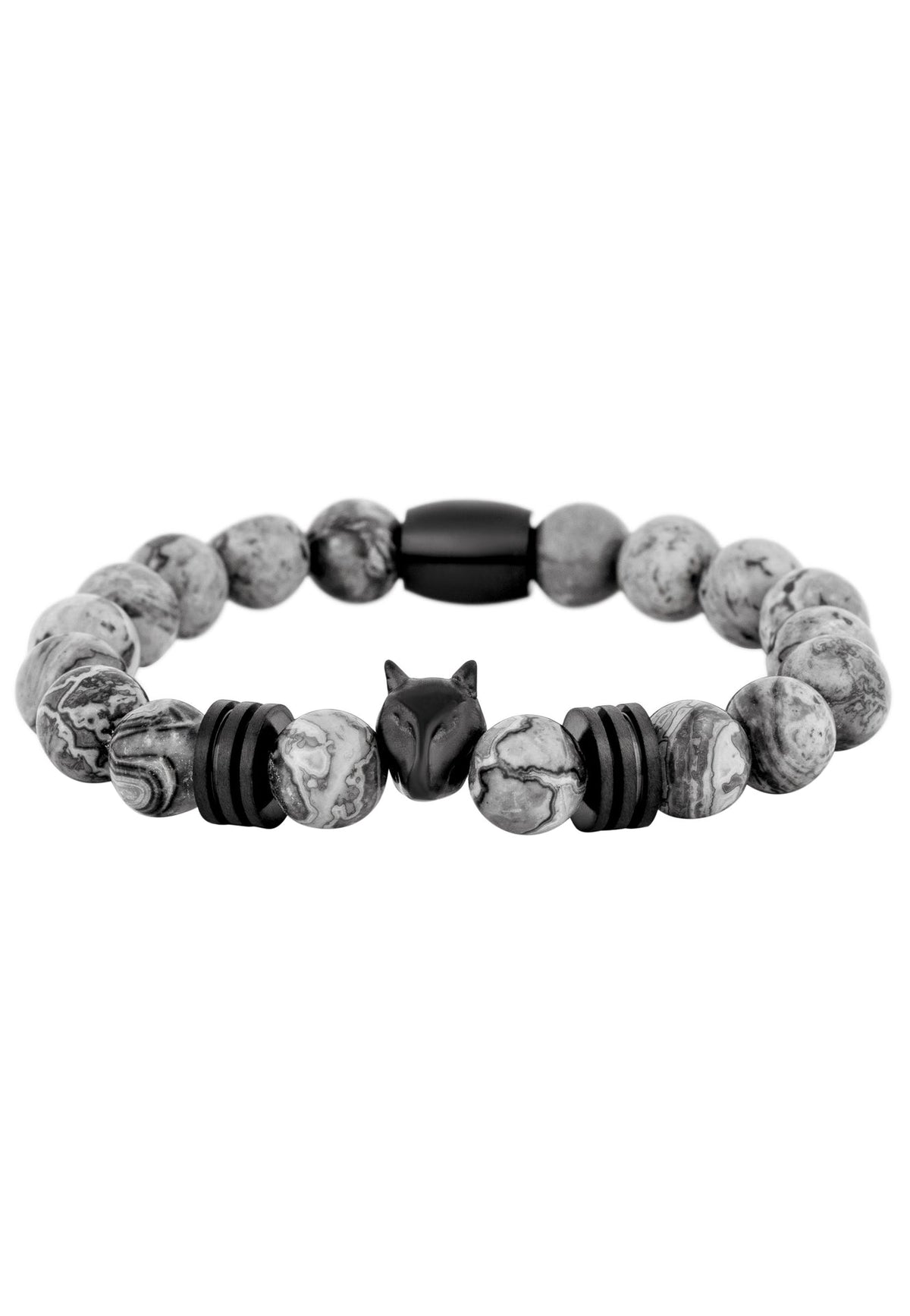 Obsidius Beaded Bracelet Matte Black - Grey