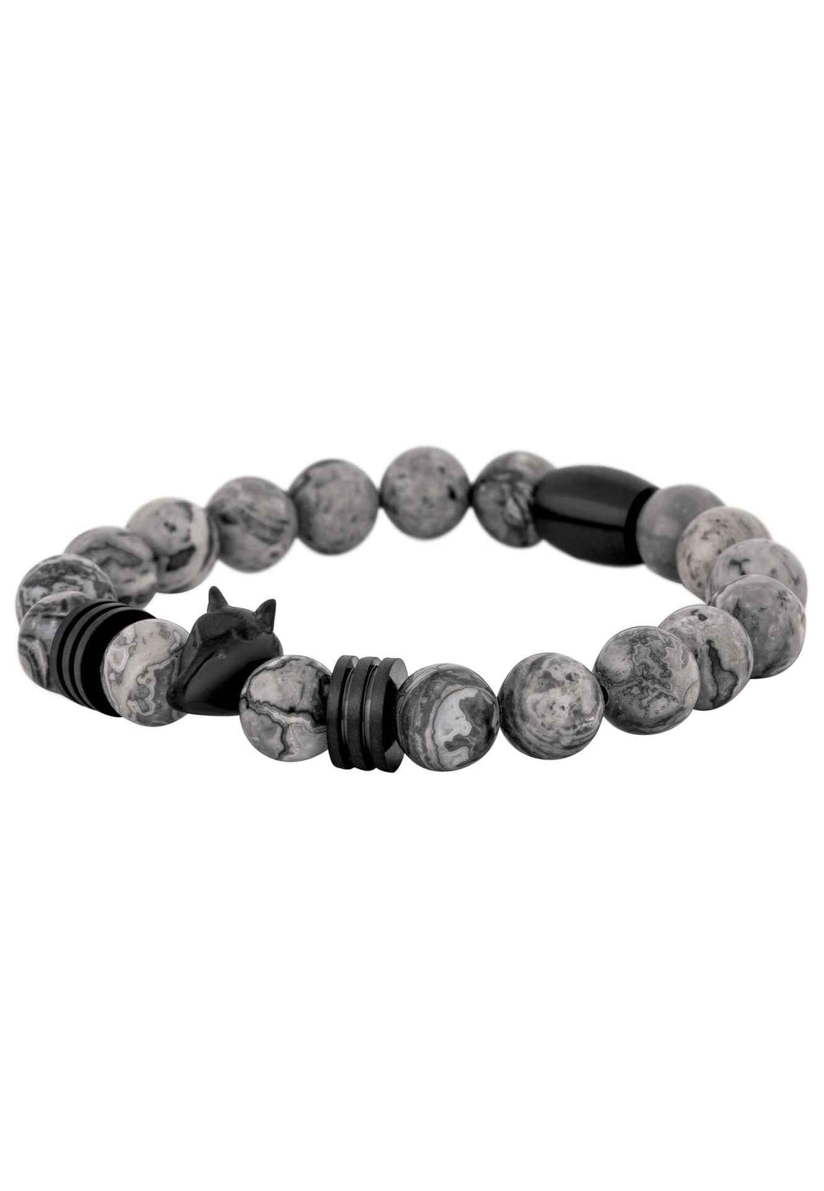 Obsidius Beaded Bracelet Matte Black - Grey