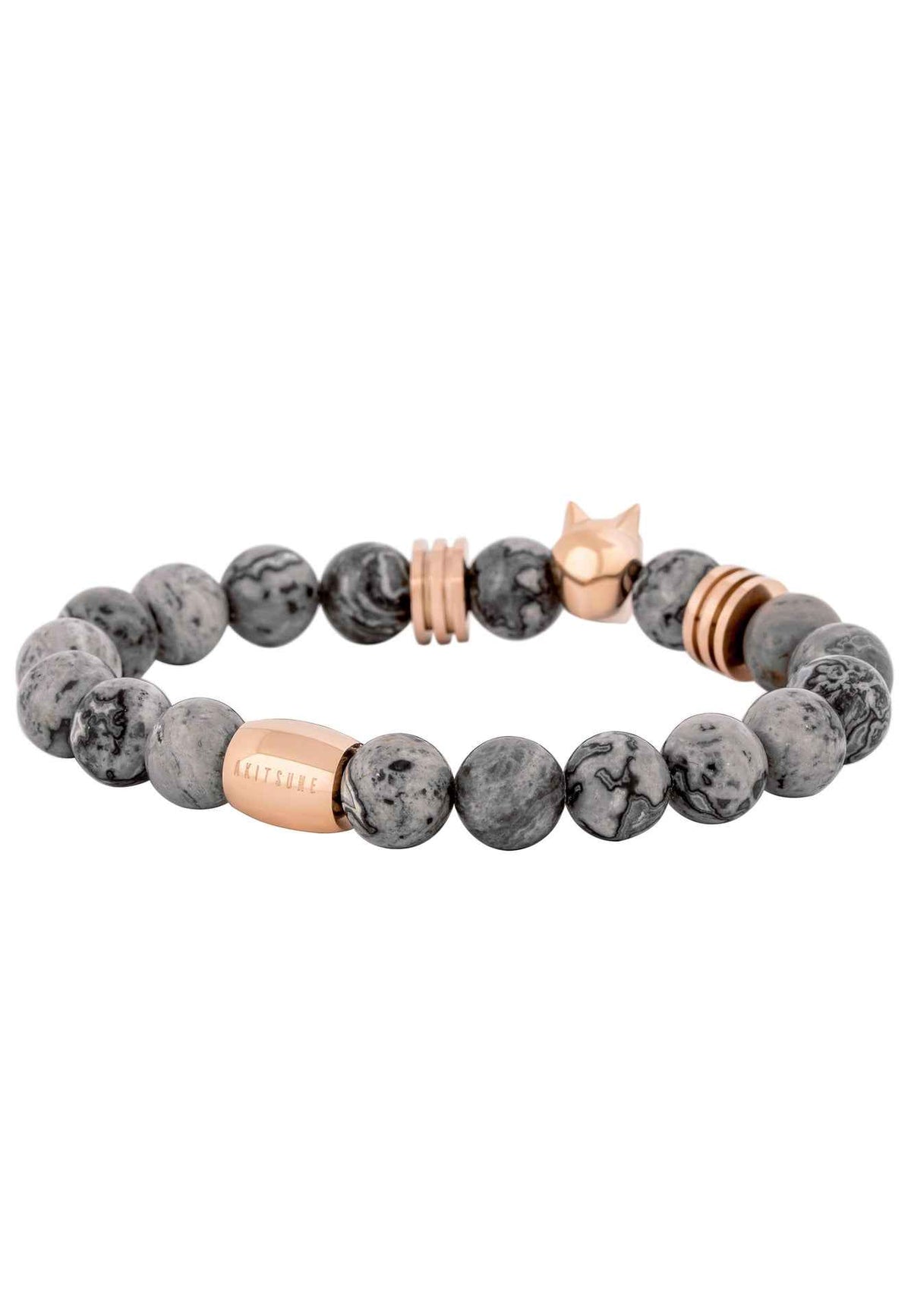 Obsidius Beaded Bracelet Rose Gold - Grey