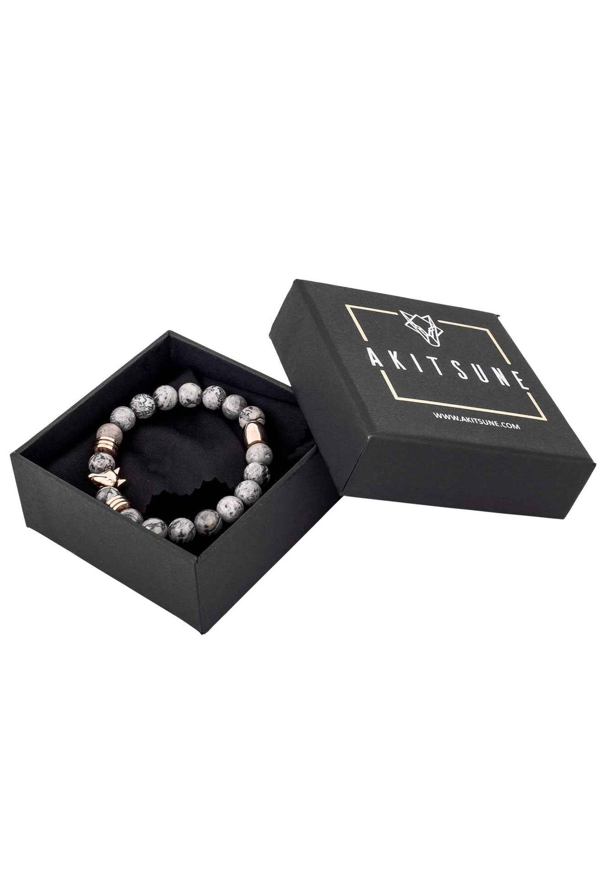Obsidius Beaded Bracelet Rose Gold - Grey