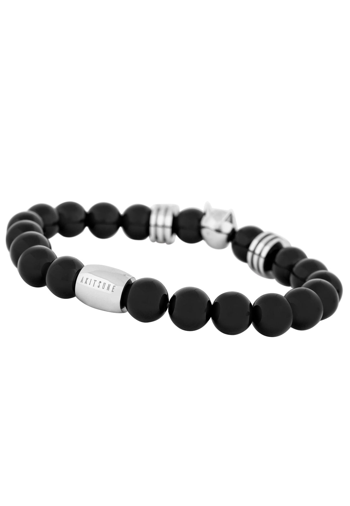 Obsidius Beaded Bracelet Silver - Black