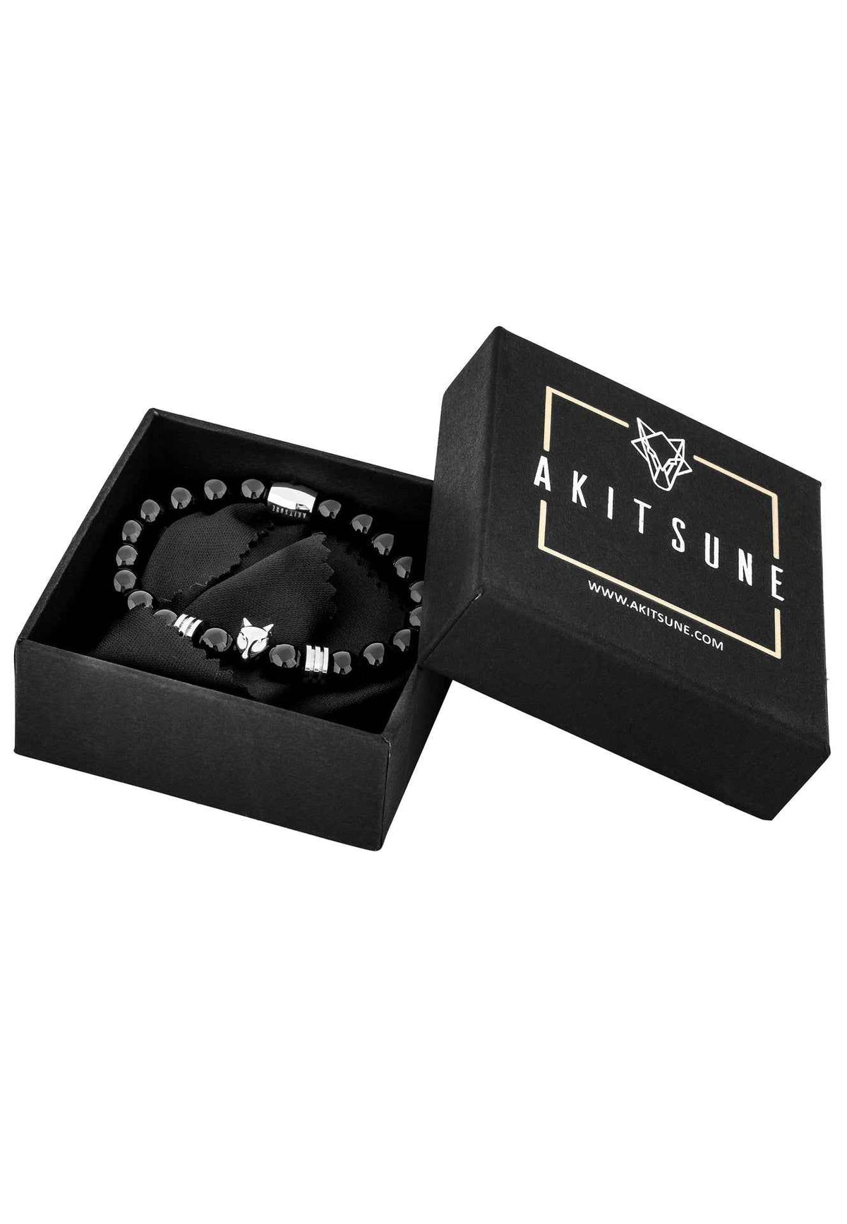 Obsidius Beaded Bracelet Silver - Black