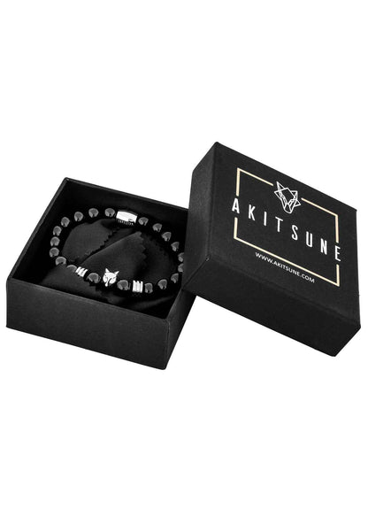 Obsidius Beaded Bracelet Silver - Black