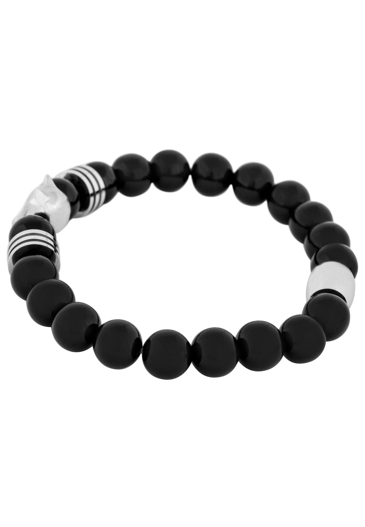 Obsidius Beaded Bracelet Silver - Black