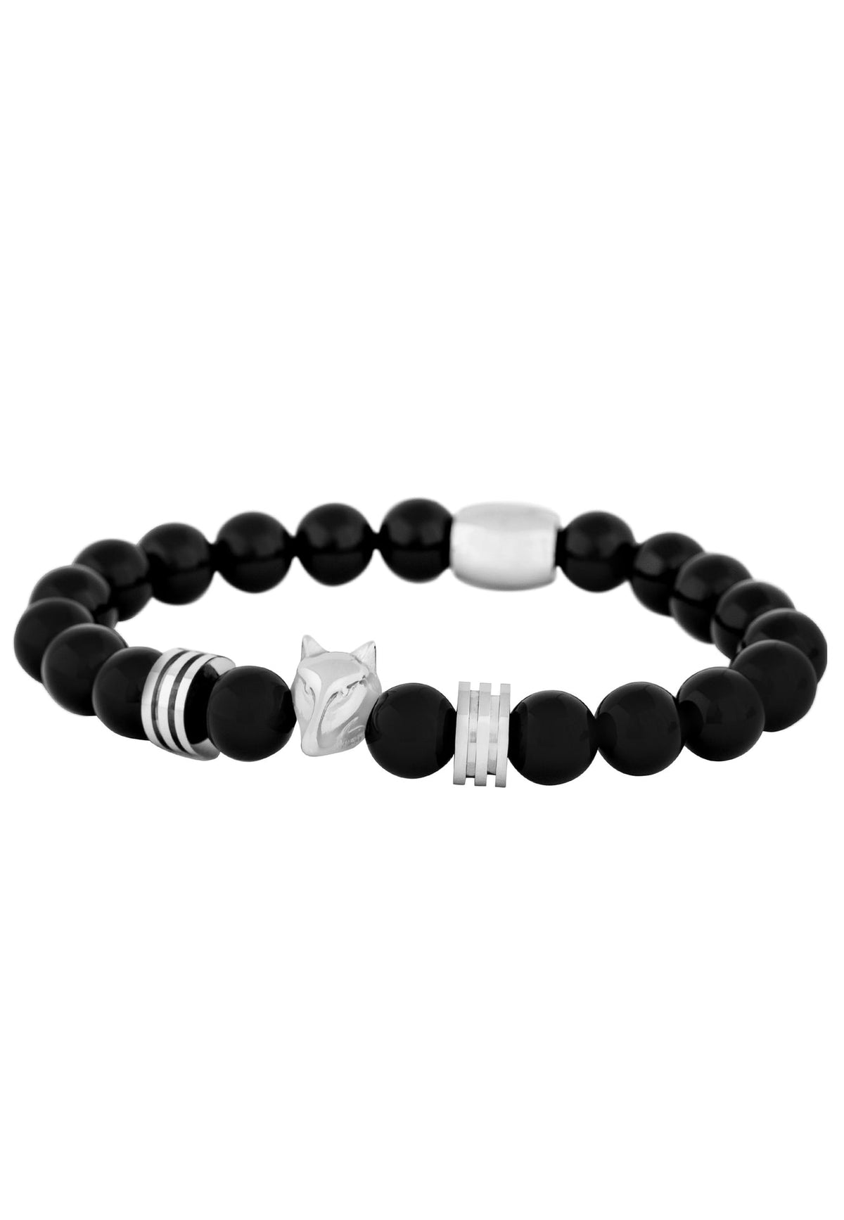 Obsidius Beaded Bracelet Silver - Black