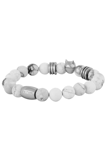 Obsidius Beaded Bracelet Silver - White