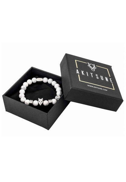 Obsidius Beaded Bracelet Silver - White
