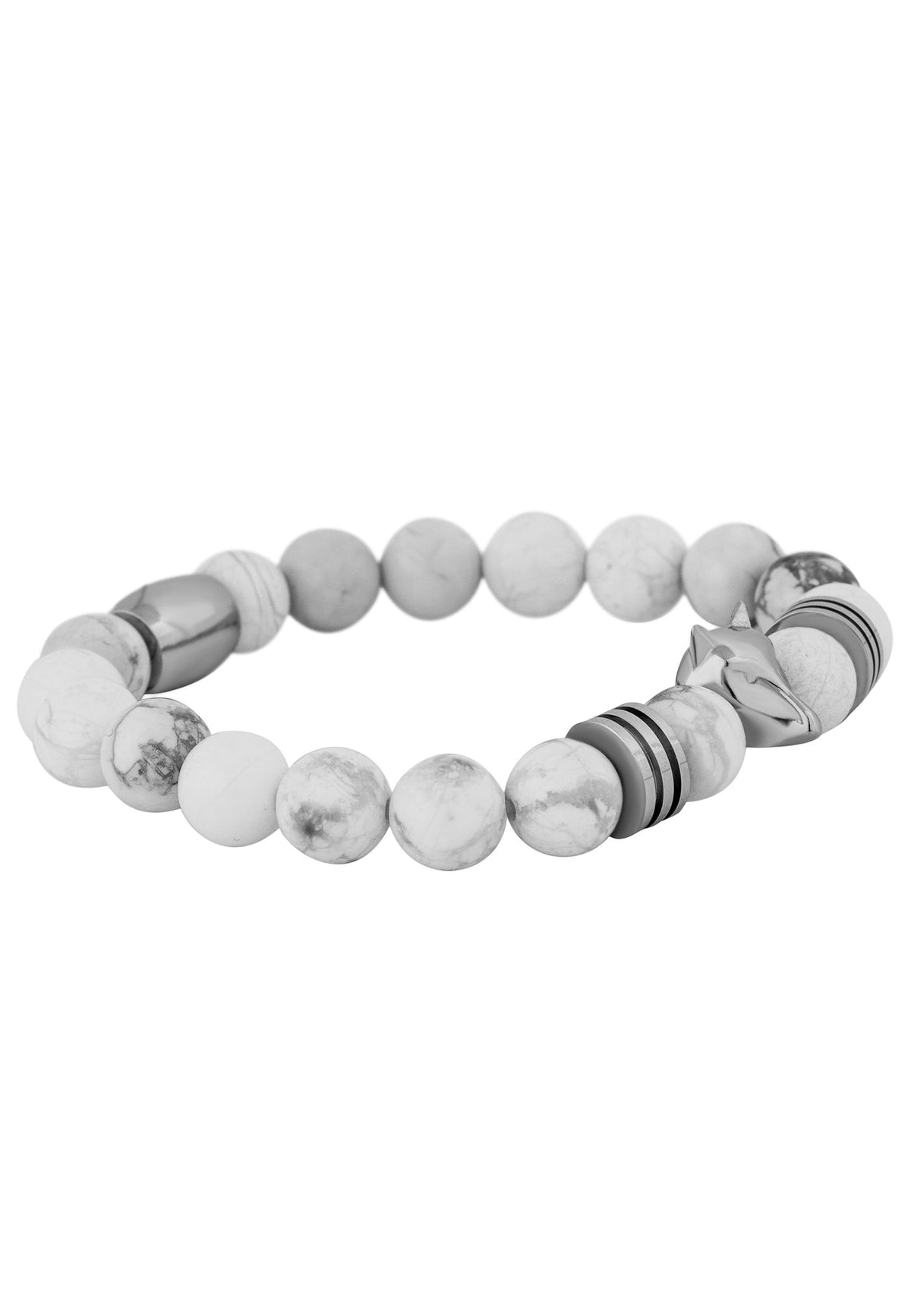 Obsidius Beaded Bracelet Silver - White