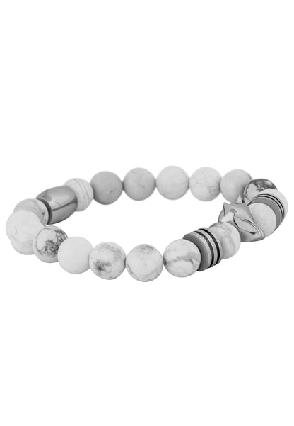 Obsidius Beaded Bracelet Silver - White
