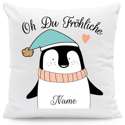 Kissen mit Weihnachtsmotiv und Name - Oh Du Fröhliche - Weihnachtsdeko - Für Frauen & Männer