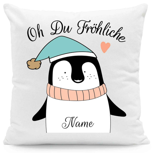 Kissen mit Weihnachtsmotiv und Name - Oh Du Fröhliche - Weihnachtsdeko - Für Frauen & Männer