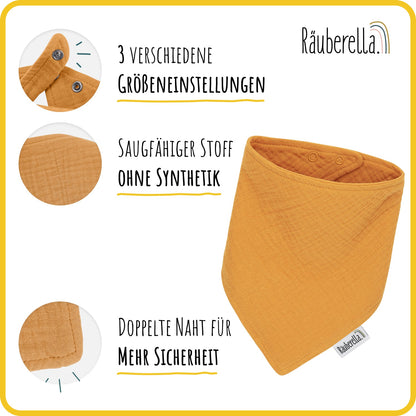 Baby Geschenkset Ocker – Schmusetuch Hase, Holz-Beißring & Halstuch | Musselin