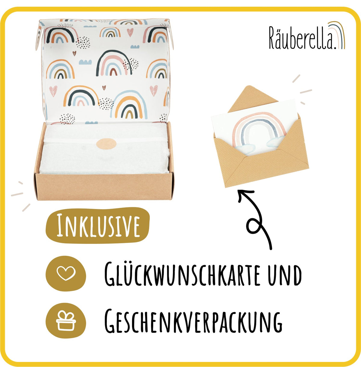 Baby Geschenkset Ocker – Schmusetuch Hase, Holz-Beißring & Halstuch | Musselin