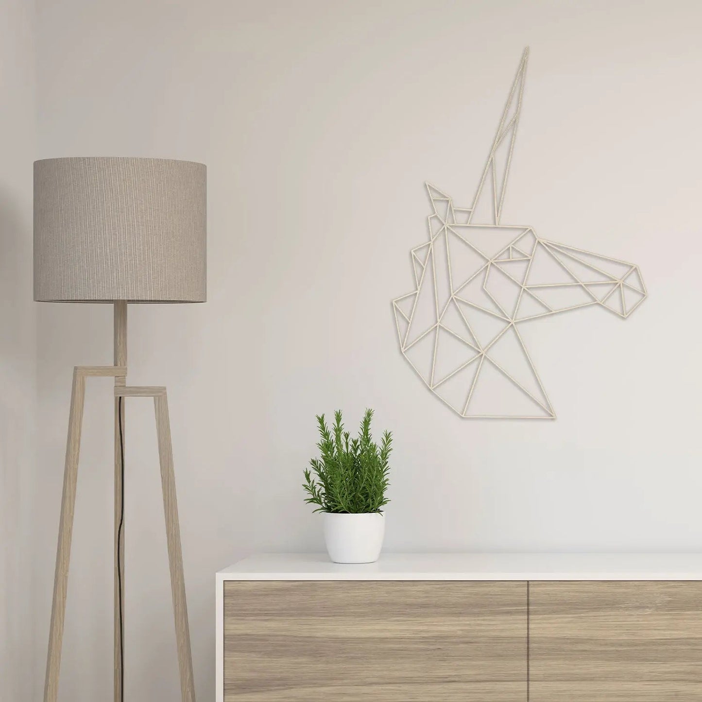 Origami Einhornkopf aus Holz -