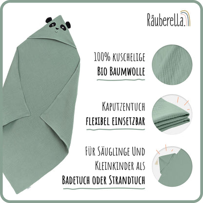 Kapuzenhandtuch Panda Mint