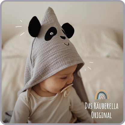 Kapuzenhandtuch Panda Blau