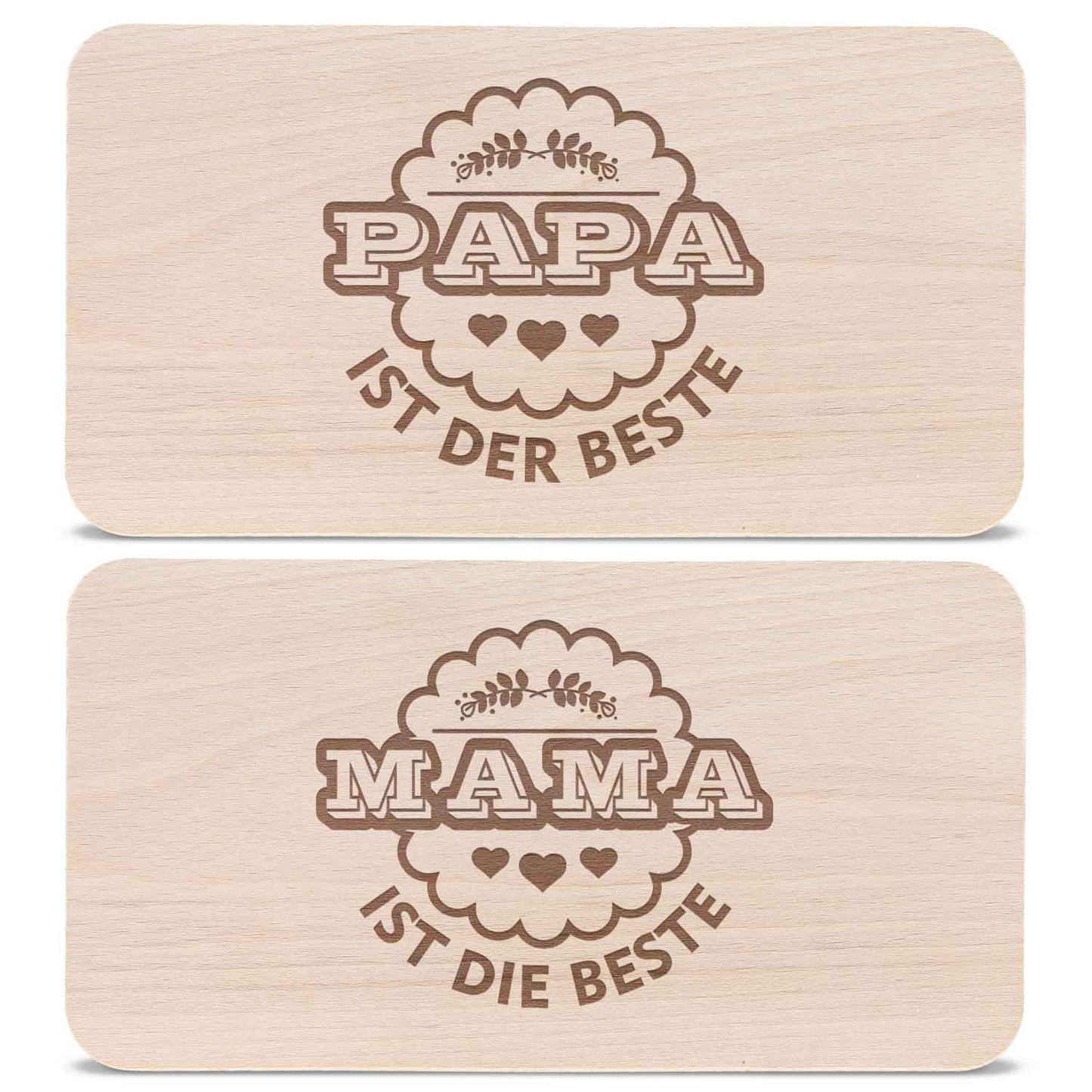Frühstücksbrettchen Mama + Papa sind die Besten im Set