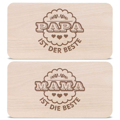 Frühstücksbrettchen Mama + Papa sind die Besten im Set