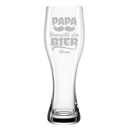 Leonardo Weizenglas "Papa braucht ein Bier" mit Name