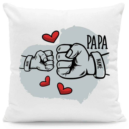 Bedrucktes Kissen mit Motiv Papa fist bump