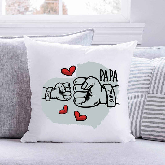 Bedrucktes Kissen mit Motiv Papa fist bump