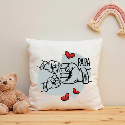 Bedrucktes Kissen mit Motiv Papa fist bump