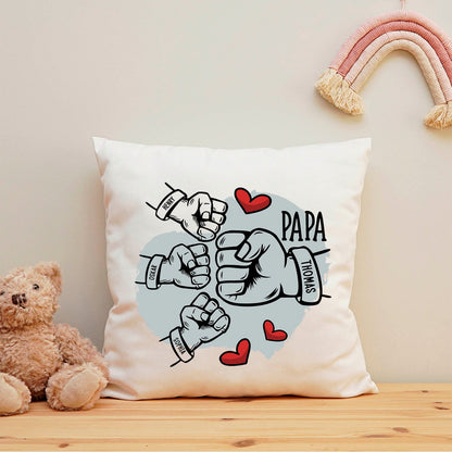 Bedrucktes Kissen mit Motiv Papa fist bump
