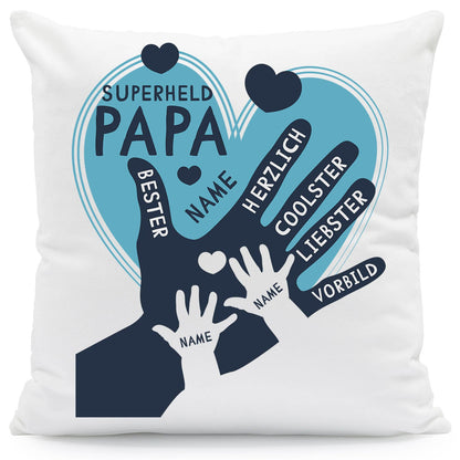 Bedrucktes Kissen mit Motiv Papa Hand