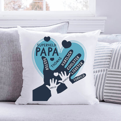Bedrucktes Kissen mit Motiv Papa Hand