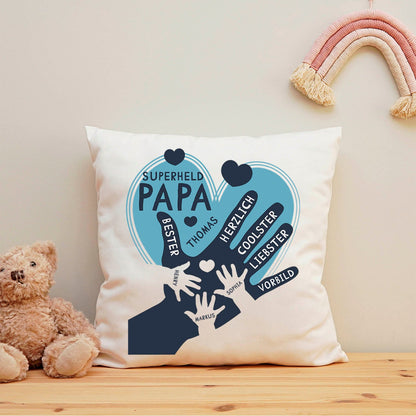 Bedrucktes Kissen mit Motiv Papa Hand