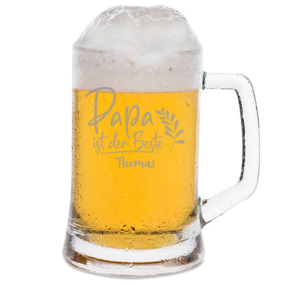 Montana Bierkrug mit Gravur "Papa ist der Beste" mit Namen