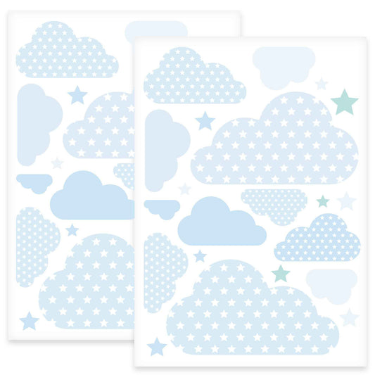 Wandsticker Set Pastell Wolken & Sterne