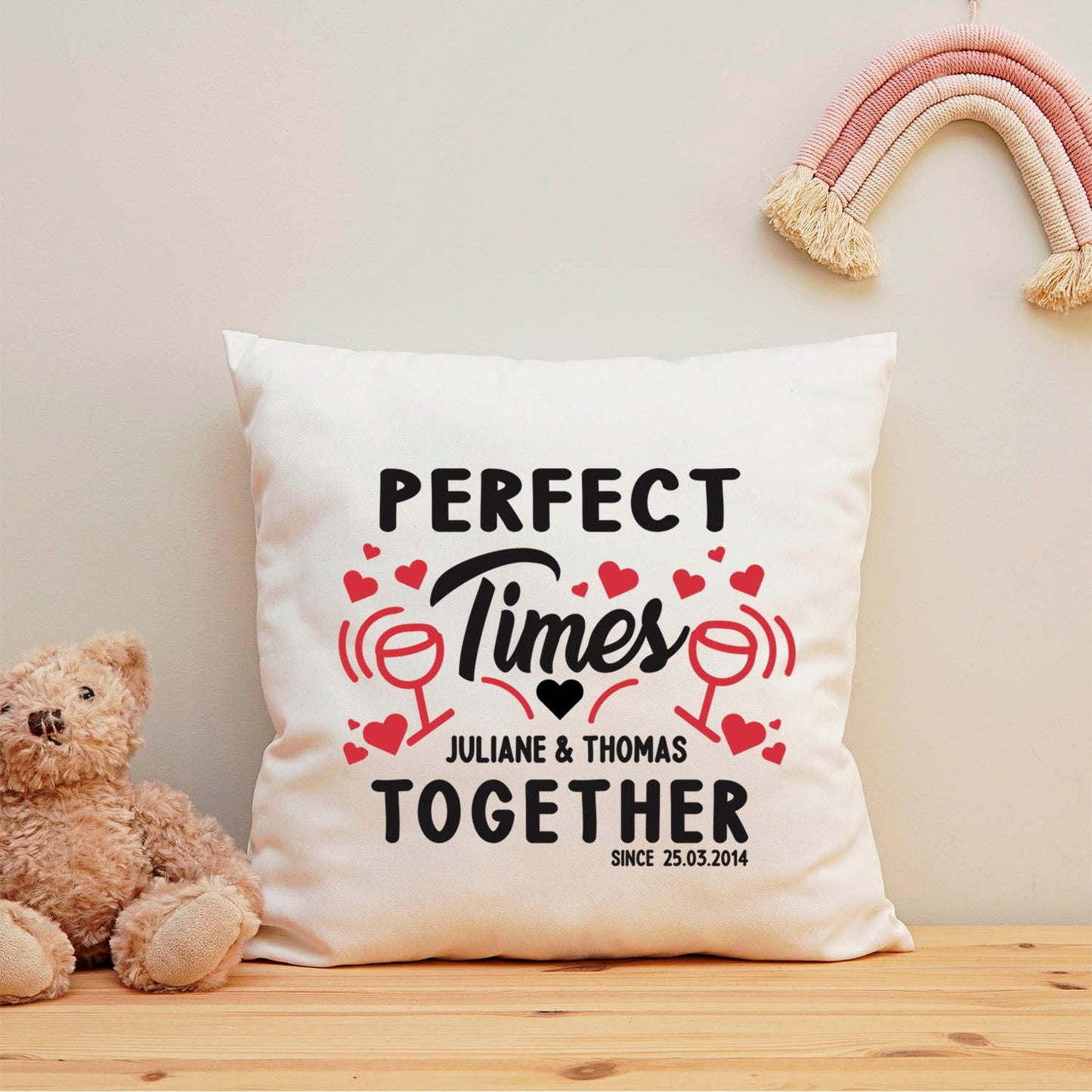 Bedrucktes Kissen mit Spruch Perfect Times Together