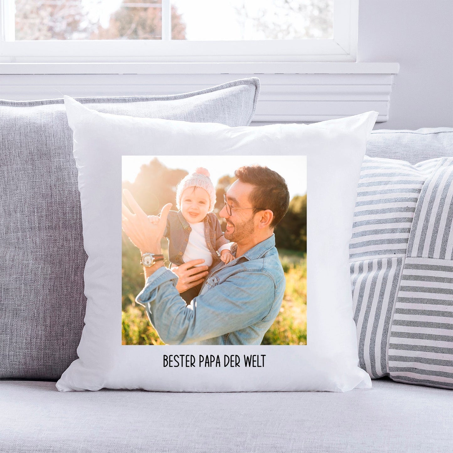 Bedrucktes Kissen Personalisiert mit eigenem Foto & Wunschtext
