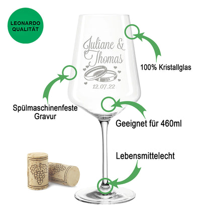 Leonardo Weingläser mit Gravur "Pink & White Roses" Design im Set
