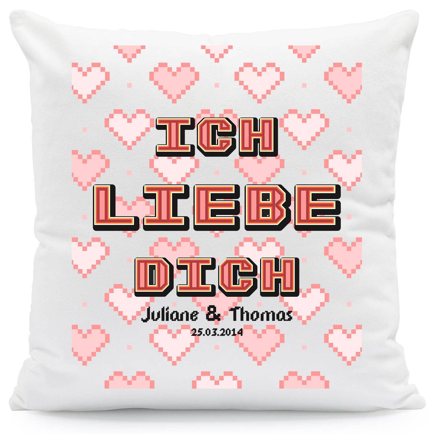 Bedrucktes Kissen mit Motiv "Pixel Heart"