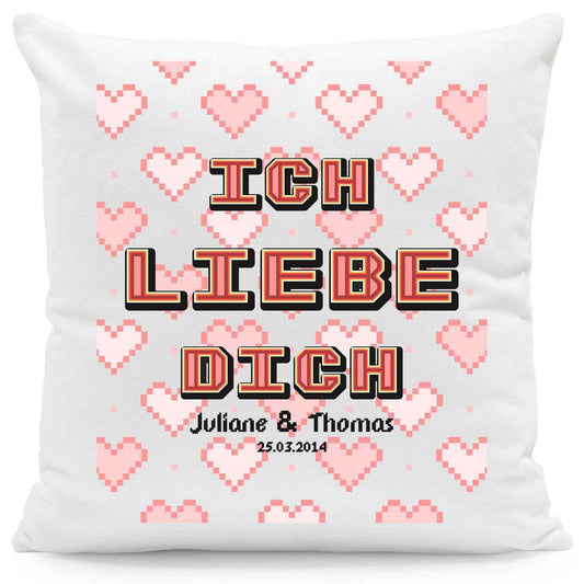 Bedrucktes Kissen mit Motiv "Pixel Heart"