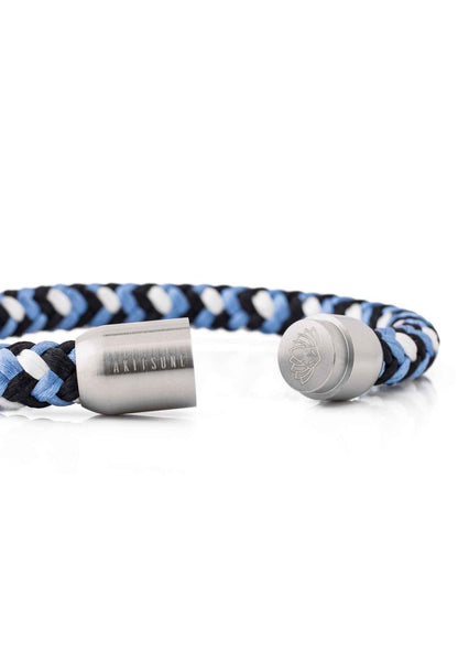 Portus Nautical Rope Bracelet Matte Silver - Blue-White