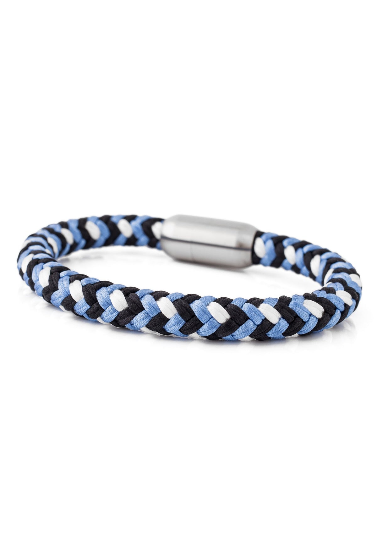 Portus Nautical Rope Bracelet Matte Silver - Blue-White