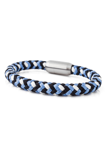 Portus Nautical Rope Bracelet Matte Silver - Blue-White