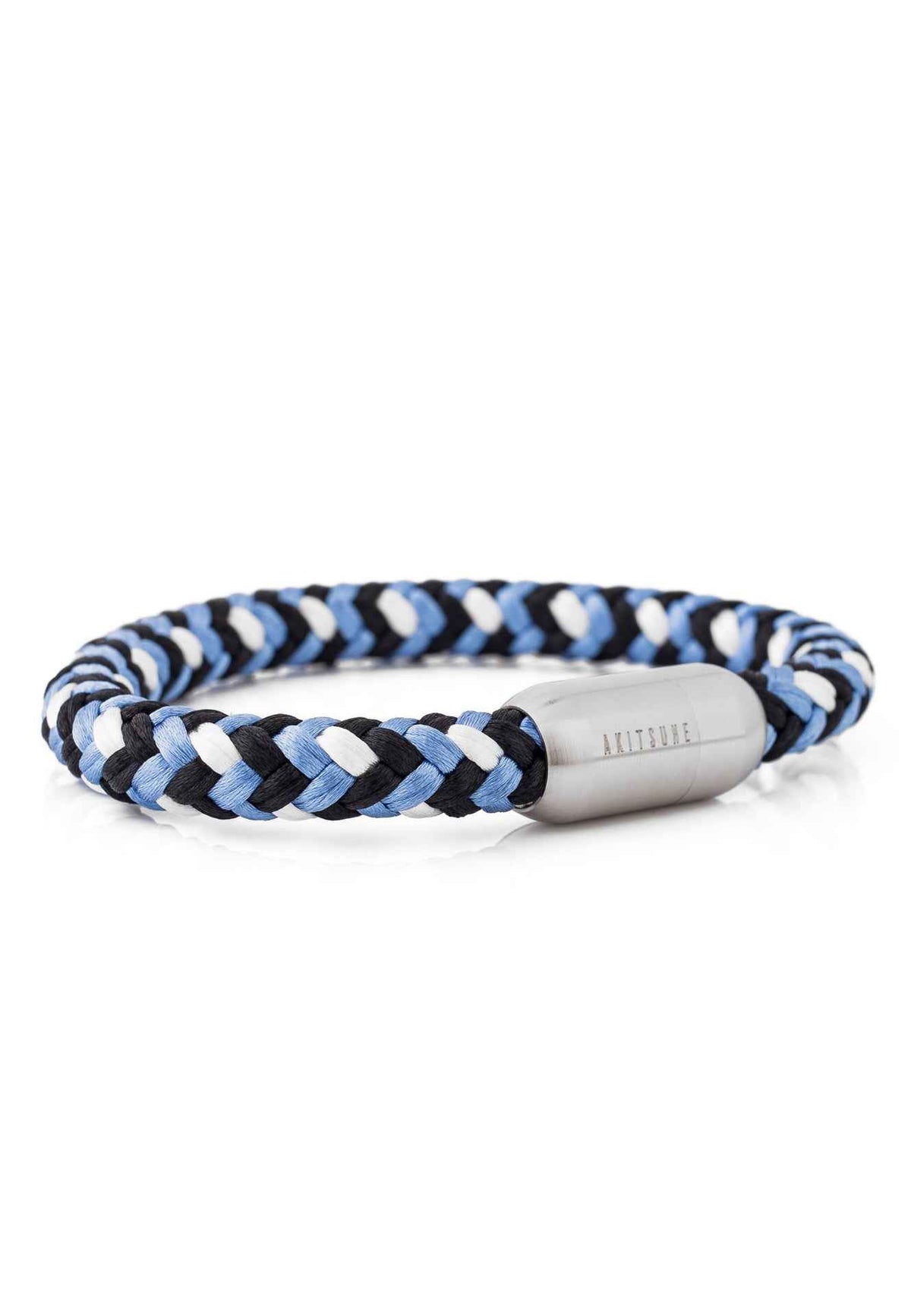 Portus Nautical Rope Bracelet Matte Silver - Blue-White