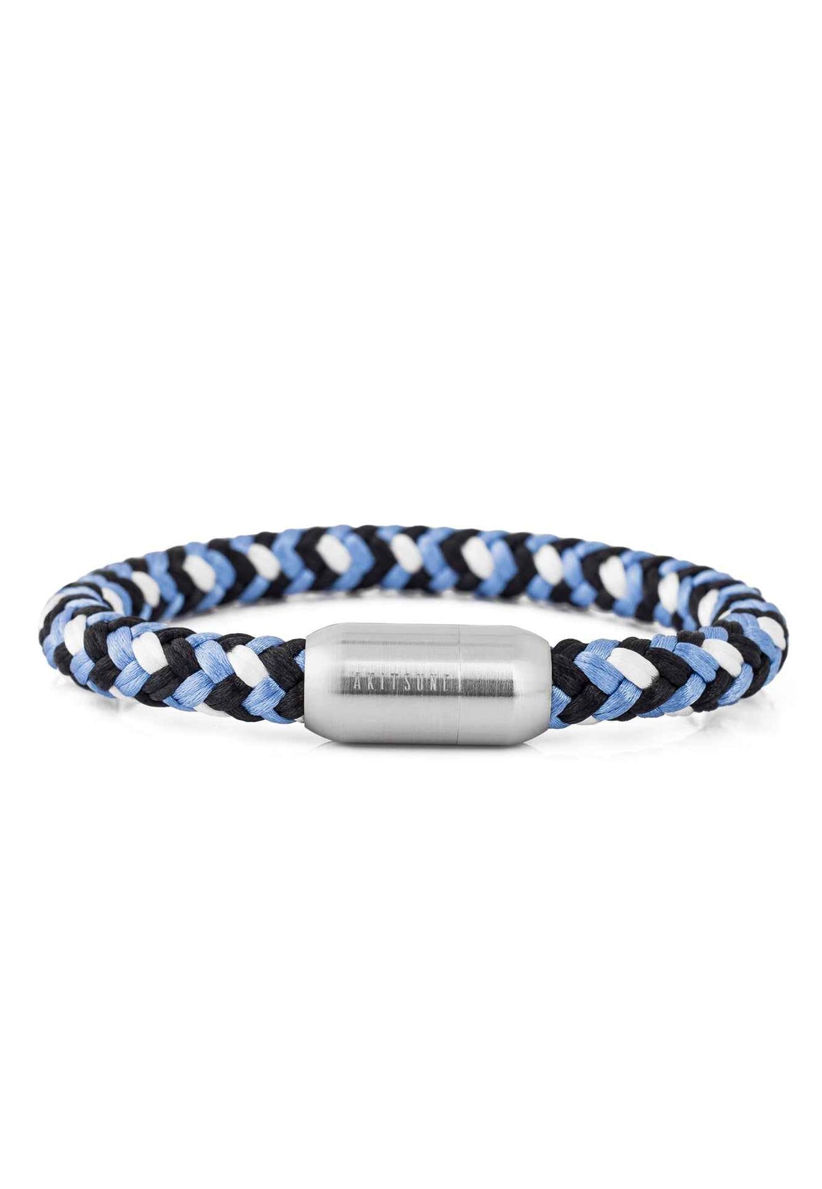 Portus Nautical Rope Bracelet Matte Silver - Blue-White