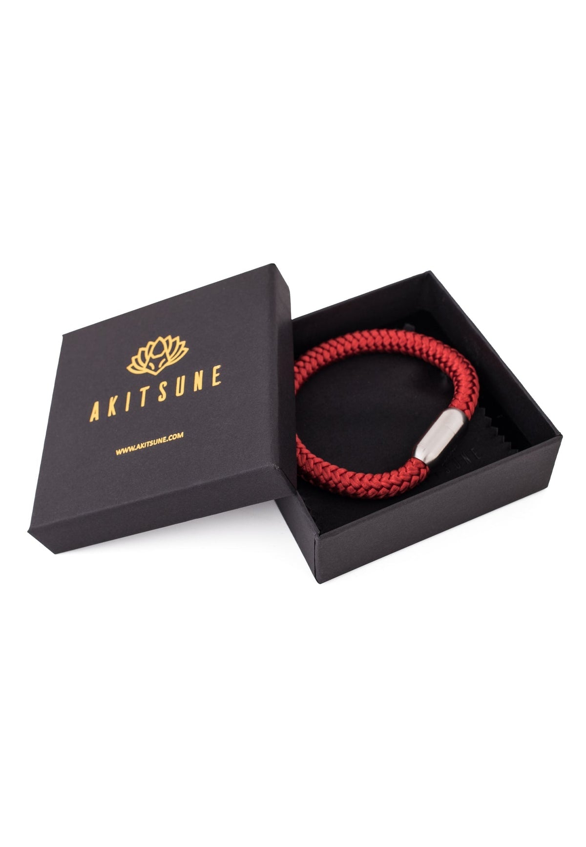 Portus Nautical Rope Bracelet Matte Silver - Wine-Red