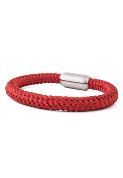 Portus Nautical Rope Bracelet Matte Silver - Wine-Red