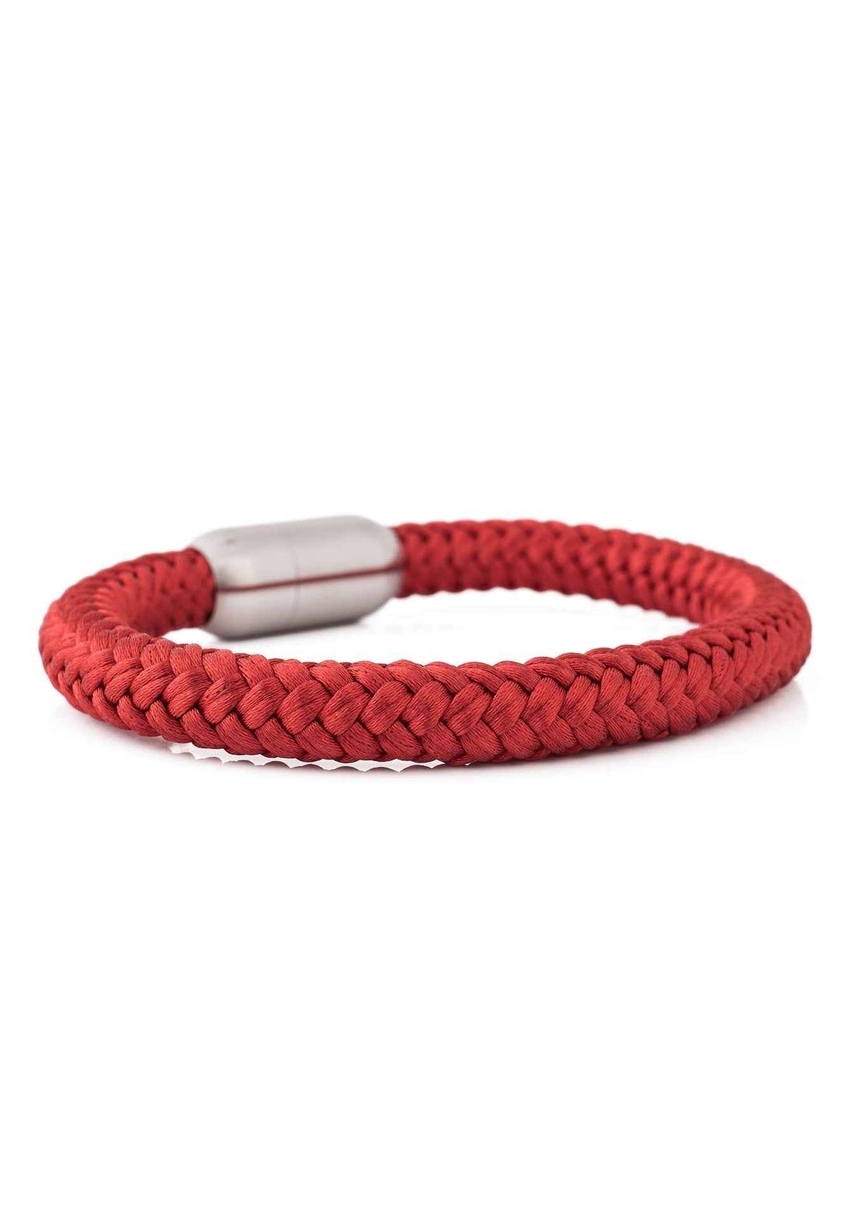 Portus Nautical Rope Bracelet Matte Silver - Wine-Red
