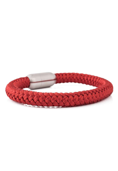 Portus Nautical Rope Bracelet Matte Silver - Wine-Red